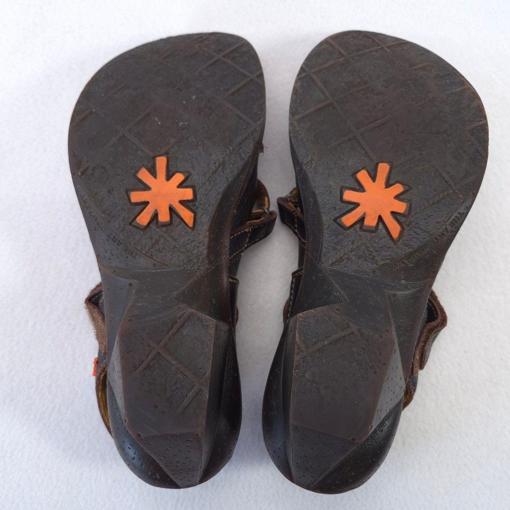 Art Company Mary Jane Wedge Sandals Brown Sz 38 Leather Gorpcore Cottagecore - Picture 10 of 12